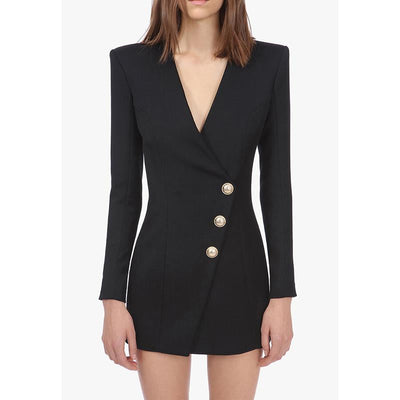 Stacey double-breasted mini black dress-mini dress-Primetime Looks