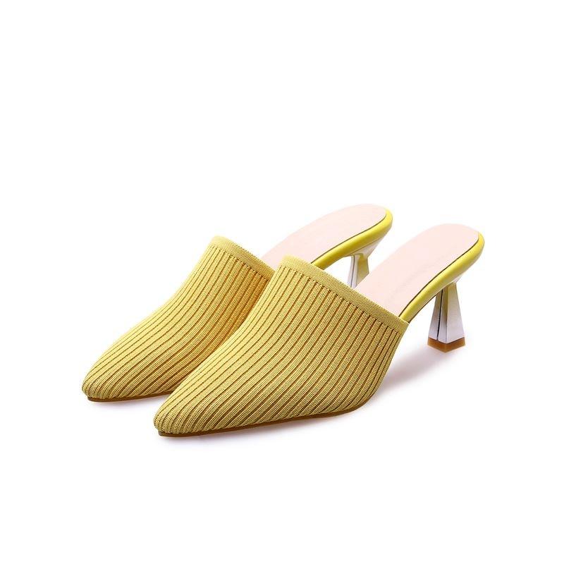 Knit type slipons in yellow