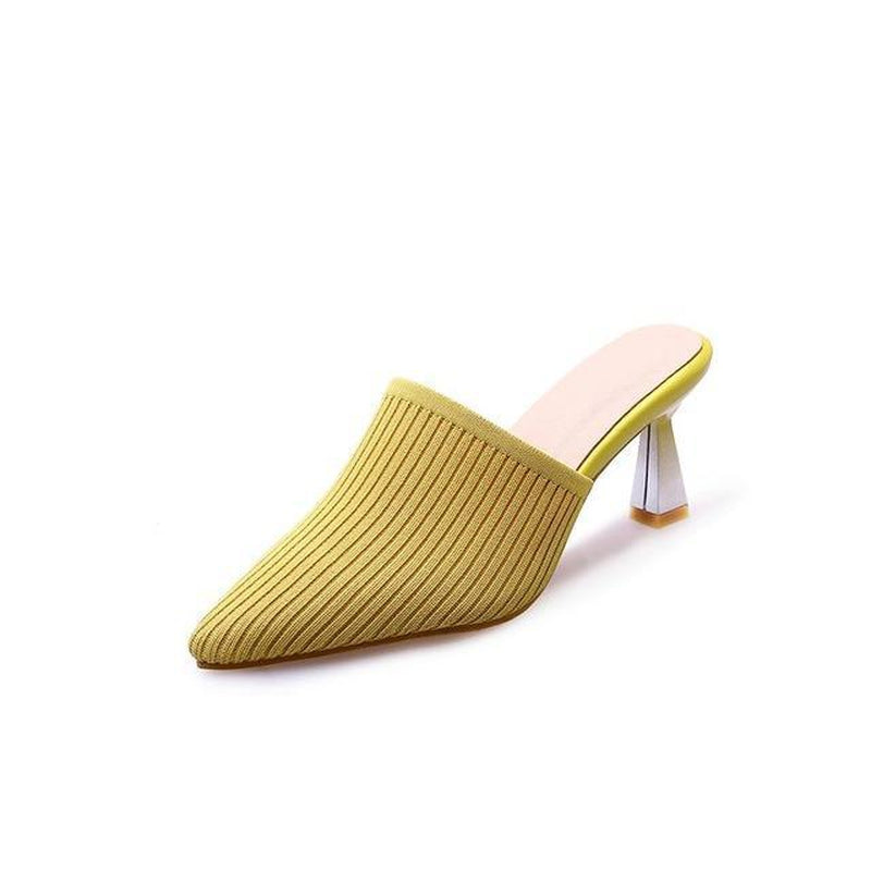 Knit type slipons in yellow