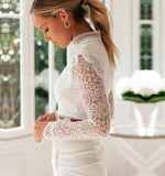 Lace O-neck crop top