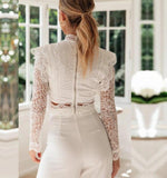 Lace O-neck crop top