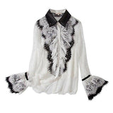 Lace Patchwork Flare Sleeve Shirt