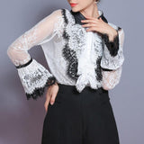 Lace Patchwork Flare Sleeve Shirt