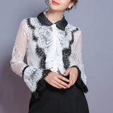 Lace Patchwork Flare Sleeve Shirt