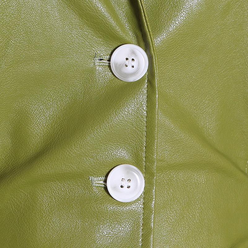 Lapel collar faux leather trench in colors