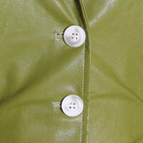Lapel collar faux leather trench in colors