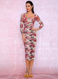 LEERA floral sheath midi dress