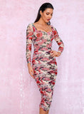 LEERA floral sheath midi dress