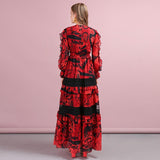 LIDYA V-neck maxi red dress
