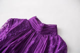 LILAC WINE turtleneck mesh maxi gown