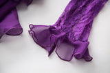 LILAC WINE turtleneck mesh maxi gown