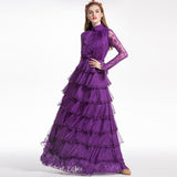 LILAC WINE turtleneck mesh maxi gown