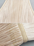 Long fringe halter dress in powder pink