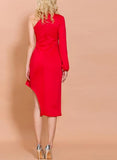 LUCRECIA one-shoulder ruffled red dress