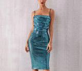 MERMAID aquamarine sequinned midi dress