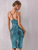 MERMAID aquamarine sequinned midi dress