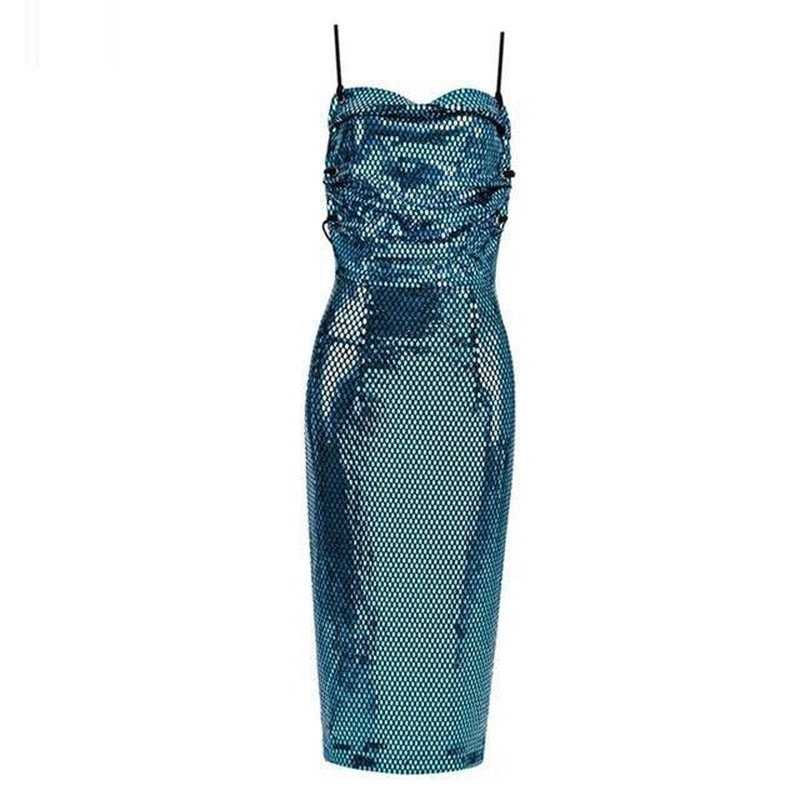 MERMAID aquamarine sequinned midi dress