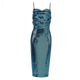 MERMAID aquamarine sequinned midi dress