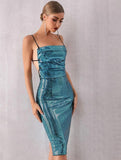 MERMAID aquamarine sequinned midi dress