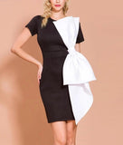 Mini black dress with white bow-mini dress-Primetime Looks