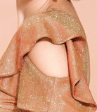 One-shoulder lurex party dress