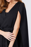 Open Peaked Front W/belt Detail Cape Blouse