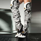 Over the knee cowgirl serpent print boots