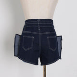 Patchwork Ruffle Denim Shorts