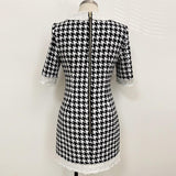 Plaid pencil mini dress