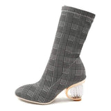 Plaid sock boots