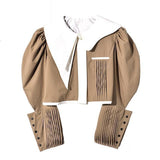 Pleated color-block short jacket