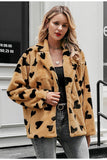 Plush heart print coat