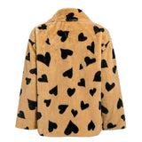 Plush heart print coat