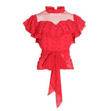 Polka dot chiffon blouse in red