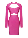 Jordan cut-out long-sleeved bodycon mini dress in hot pink