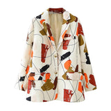 Abstract Print Long Blazer