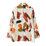 Abstract Print Long Blazer