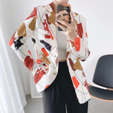 Abstract Print Long Blazer
