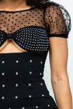 ADA Dotted Party Mini Dress in Black