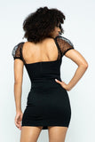 ADA Dotted Party Mini Dress in Black