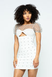 ADA Dotted Party Mini Dress in White