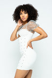 ADA Dotted Party Mini Dress in White