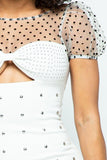 ADA Dotted Party Mini Dress in White