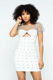 ADA Dotted Party Mini Dress in White