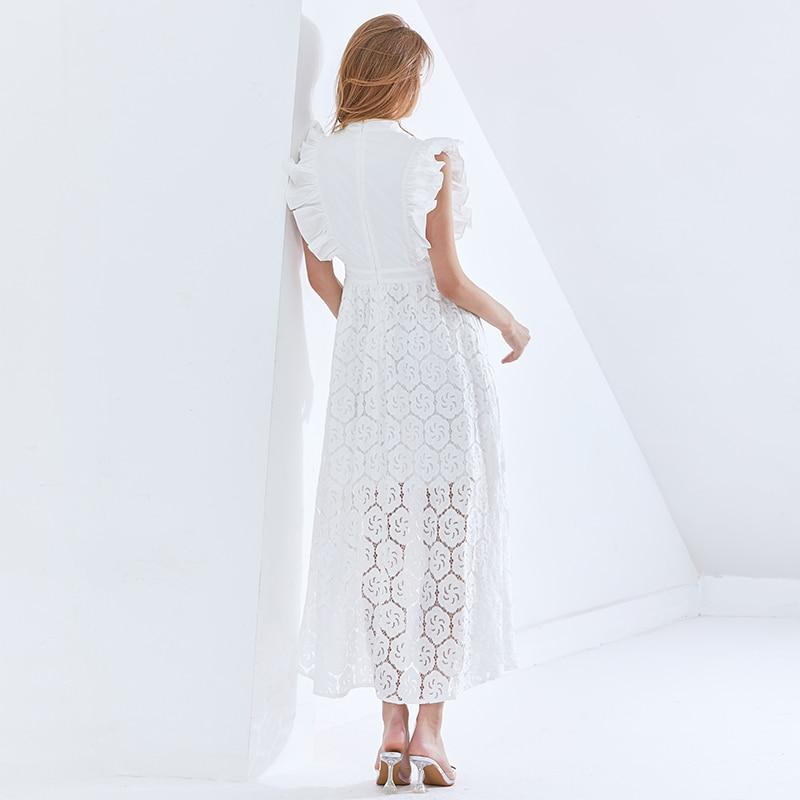 AGNES Flutter Sleeve Lace Midi Dress in colors