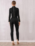 Primetime Looks-AHOY tasseled pant suit in black