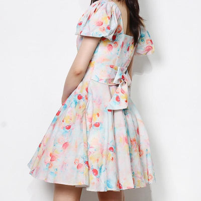 ALESSA Watercolor Print Mini Dress