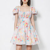 ALESSA Watercolor Print Mini Dress