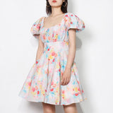 ALESSA Watercolor Print Mini Dress