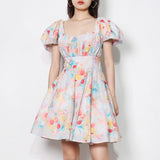 ALESSA Watercolor Print Mini Dress